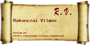 Rakonczai Vilmos névjegykártya